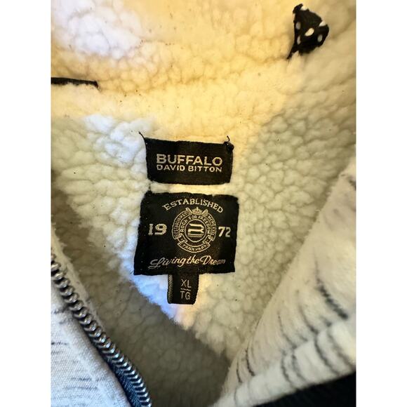 Buffalo David Bitton Francel Men's XL Sherpa Lined Zip Up Sweater White Black - Picture 14 of 15